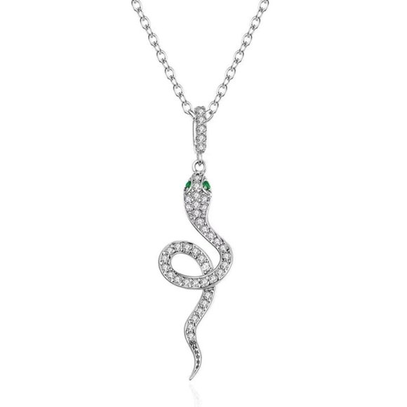 NEW Silver Micro-set Zircon Small Snake Necklace - Picture 3 of 6
